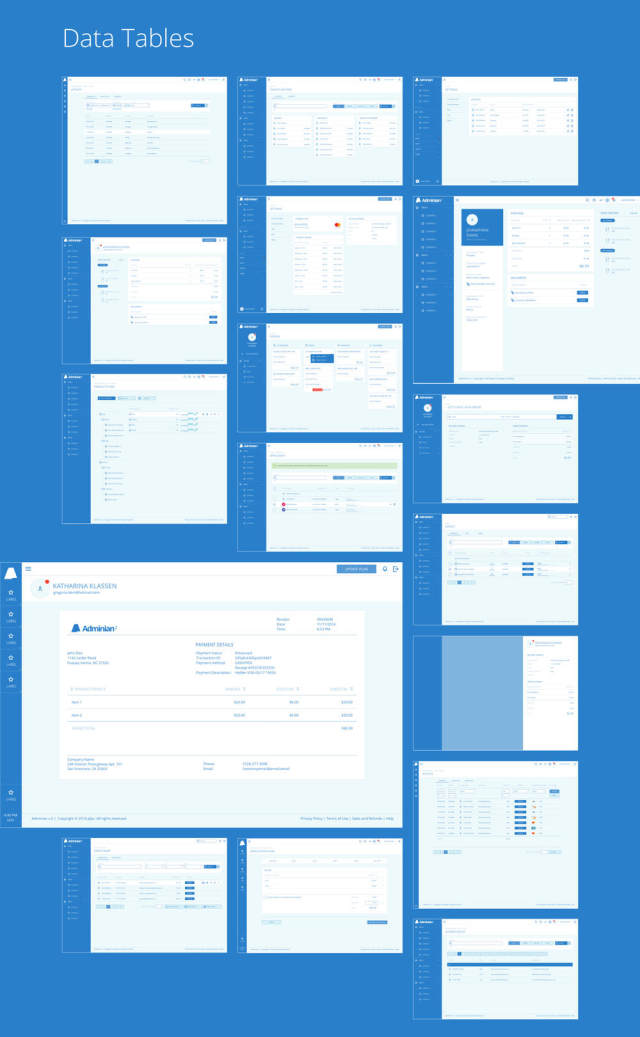 用于Sketch的Web App快速原型设计线框套件，Adminian 2线框套件