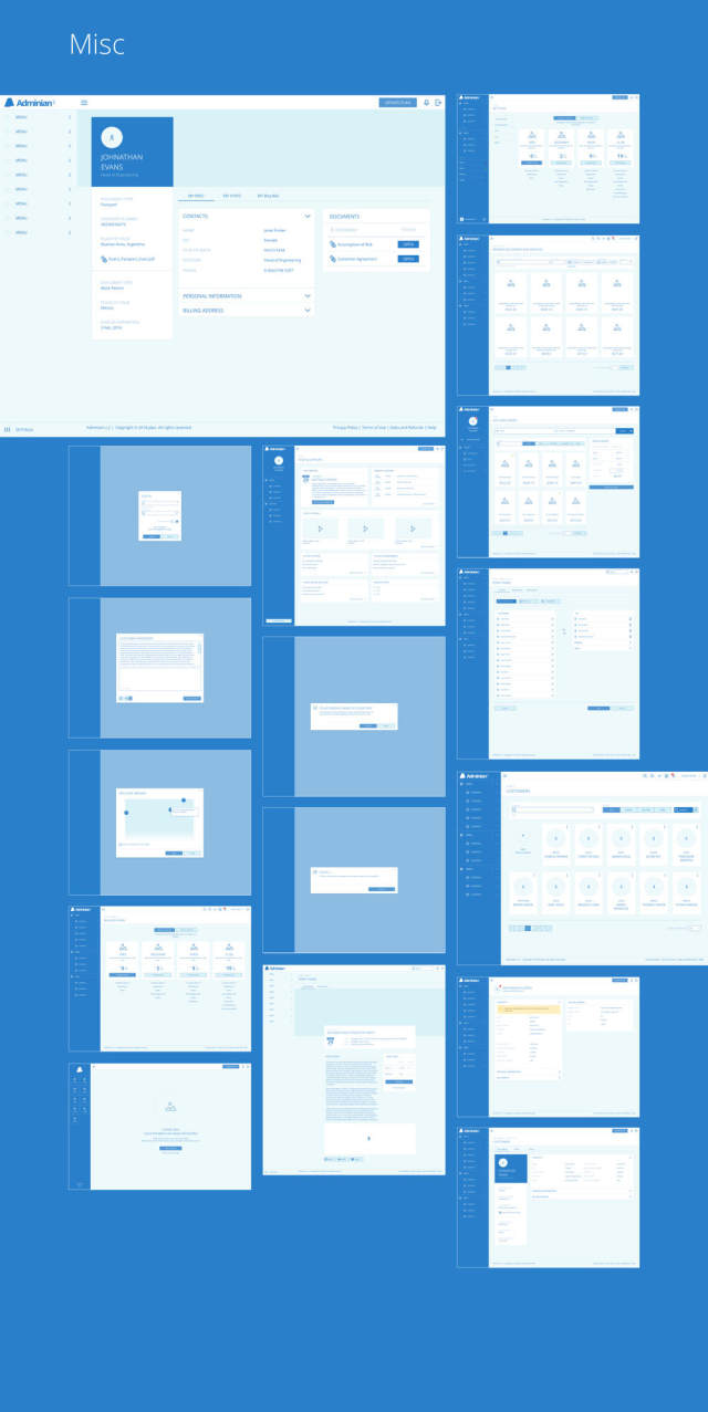 用于Sketch的Web App快速原型设计线框套件，Adminian 2线框套件