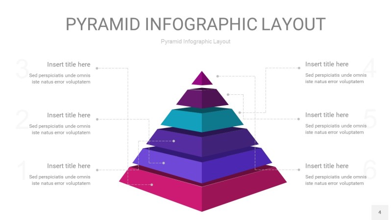渐变紫色3D金字塔PPT信息图表4