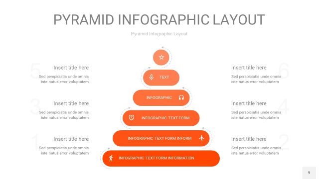 橘红色3D金字塔PPT信息图表9