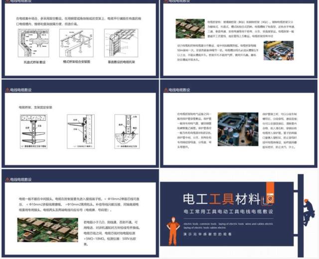 电工常用工具电动工具电线电缆敷设动态PPT模板 电工常用工具电动工具电线电缆敷设动态PPT模板