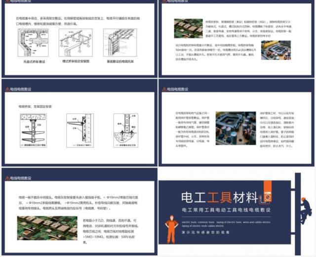 电工常用工具电动工具电线电缆敷设动态PPT模板