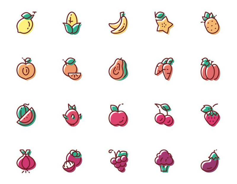 20 枚水果蔬菜图标