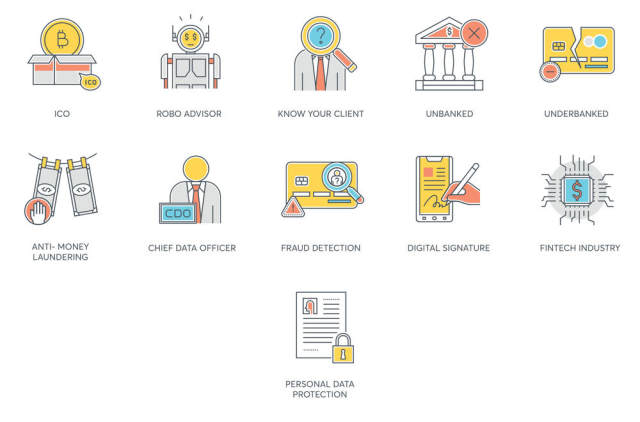 91金融科技产业的彩色线图标,91 Fintech彩色线图标 91金融科技产业的彩色线图标,91 Fintech彩色线图标