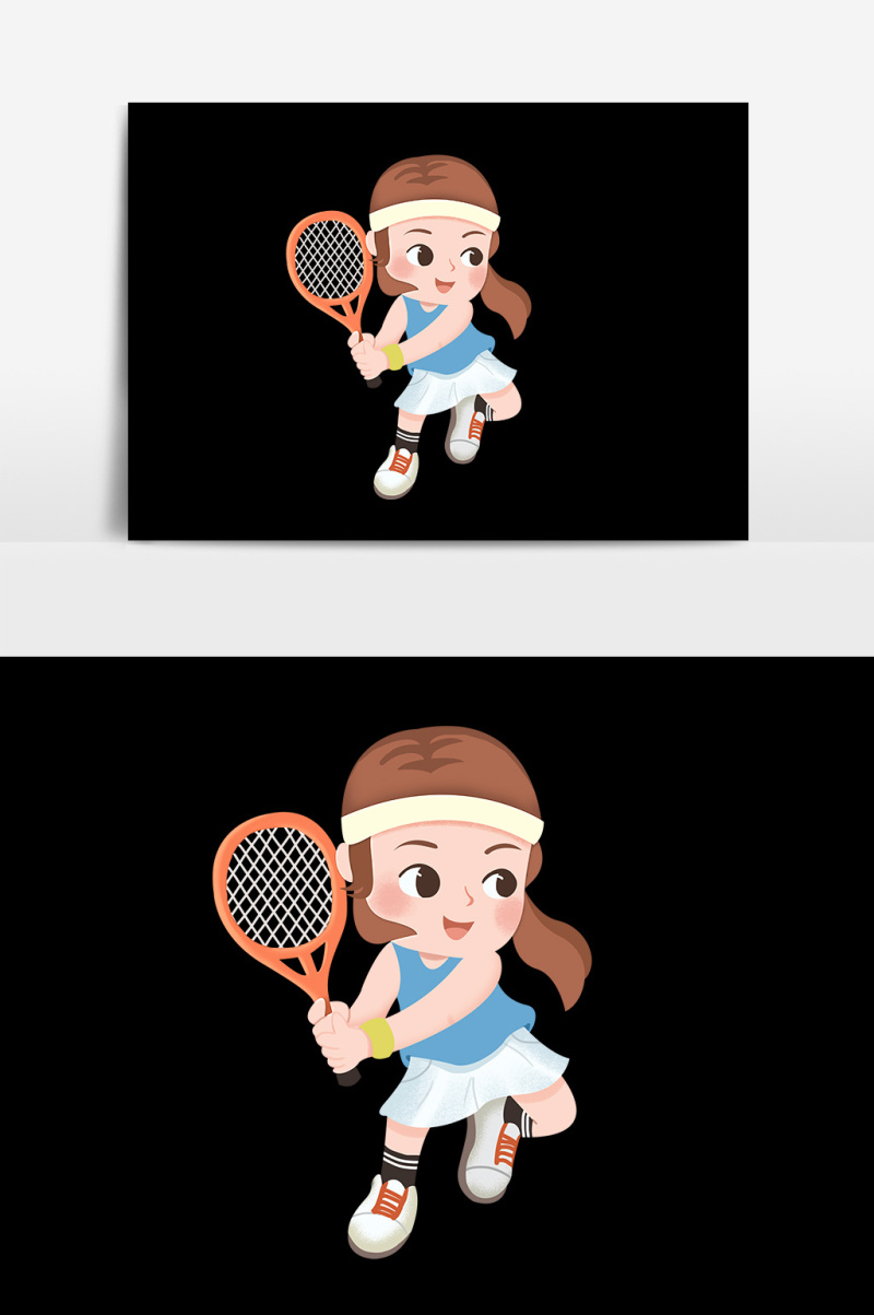 Q版可爱卡通网球少女