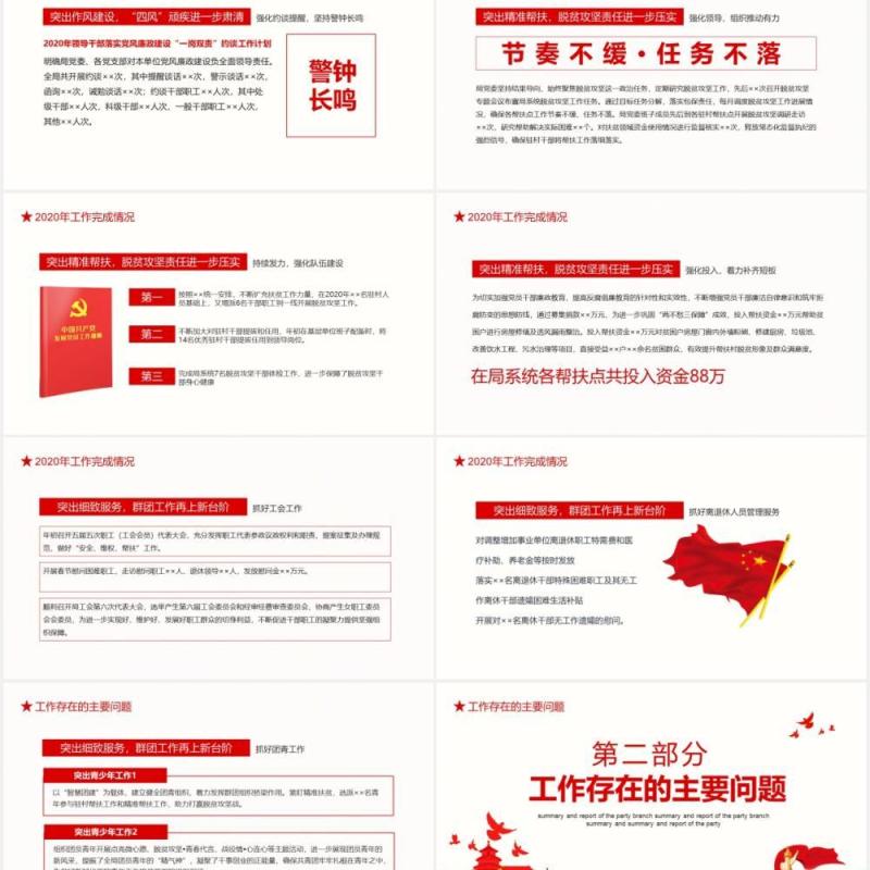 党支部工作总结述职报告2021年党建工作部署安排动态PPT模板