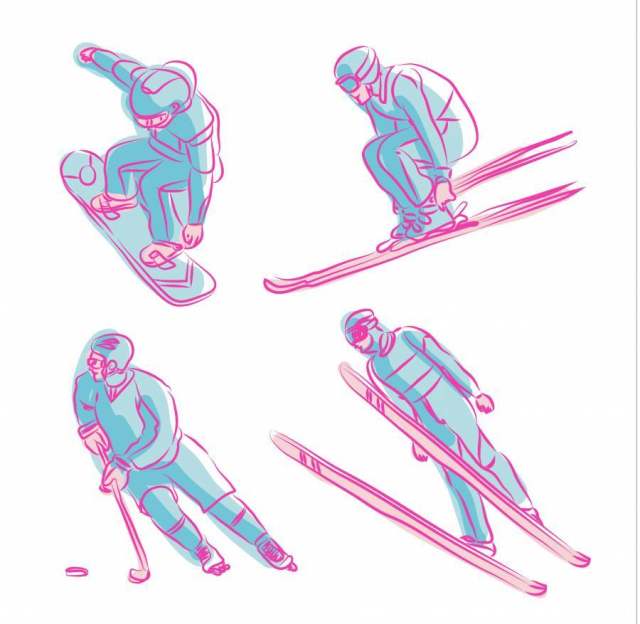 冬季体育奥运手绘符号矢量图