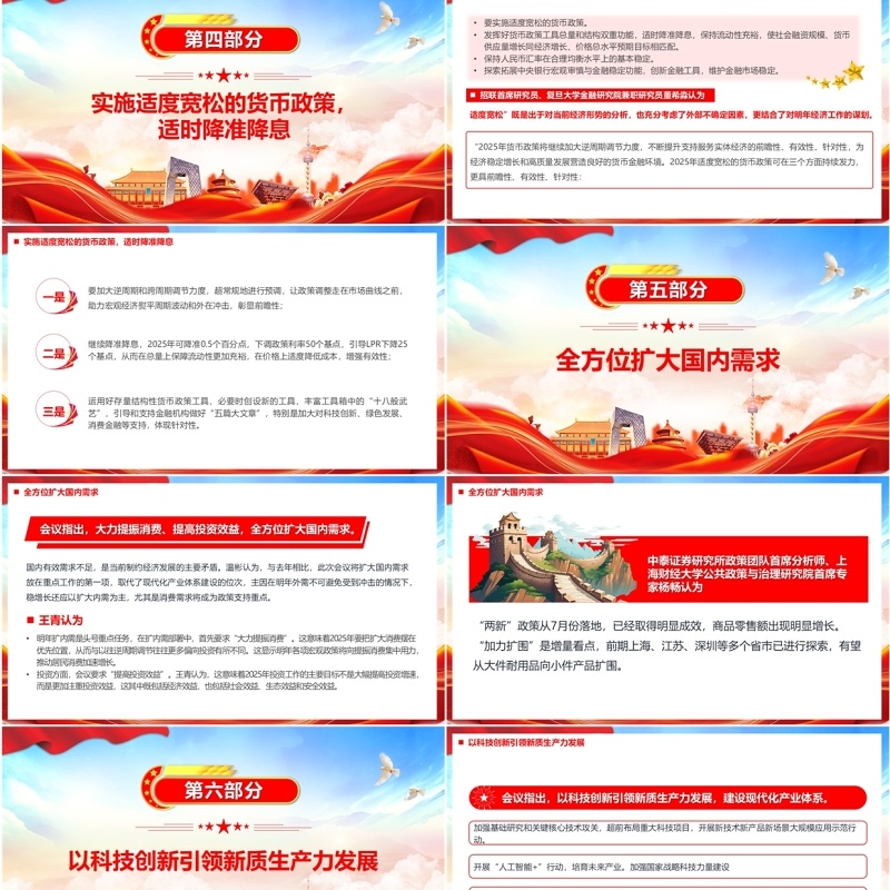 红色党政风2025经济工作会议九大看点PPT模板
