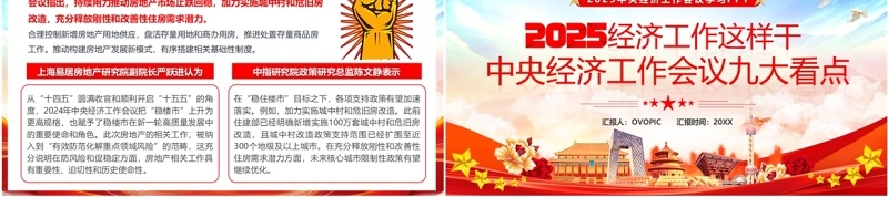 红色党政风2025经济工作会议九大看点PPT模板