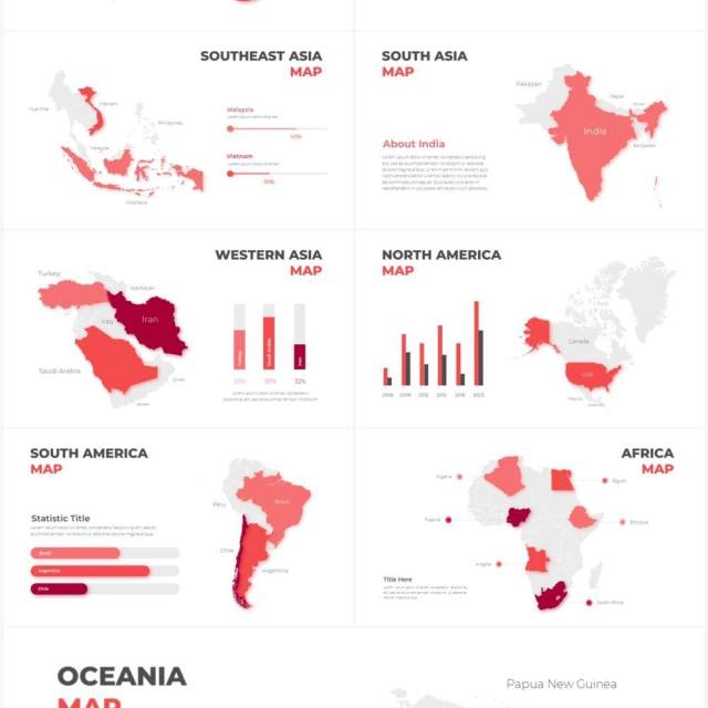 红色循环关系箭头拼图时间轴PPT信息图表素材Infographic Red