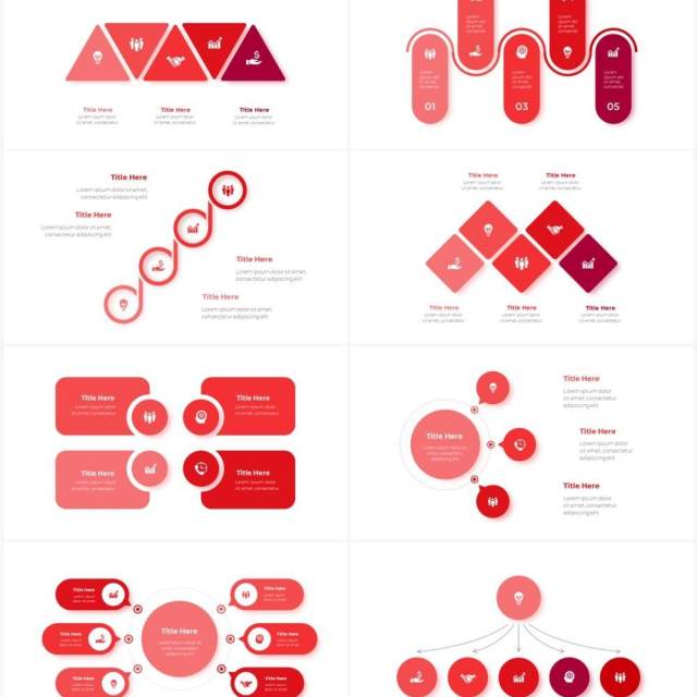 红色循环关系箭头拼图时间轴PPT信息图表素材Infographic Red 红色循环关系箭头拼图时间轴PPT信息图表素材Infographic Red