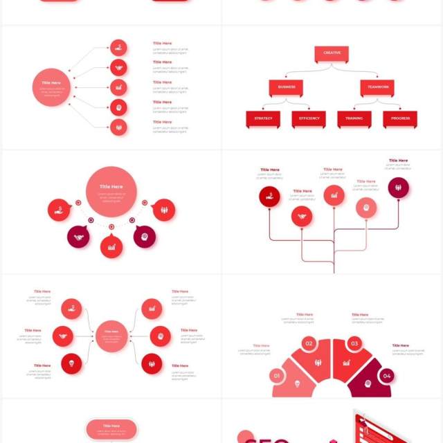 红色循环关系箭头拼图时间轴PPT信息图表素材Infographic Red
