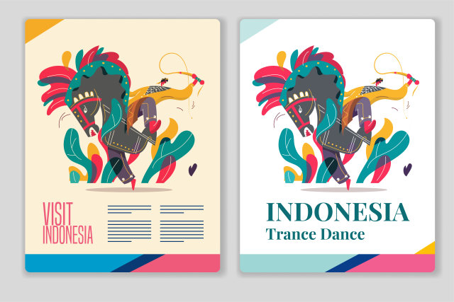 印尼传统舞蹈海报插画素材Indonesia traditional dance poster