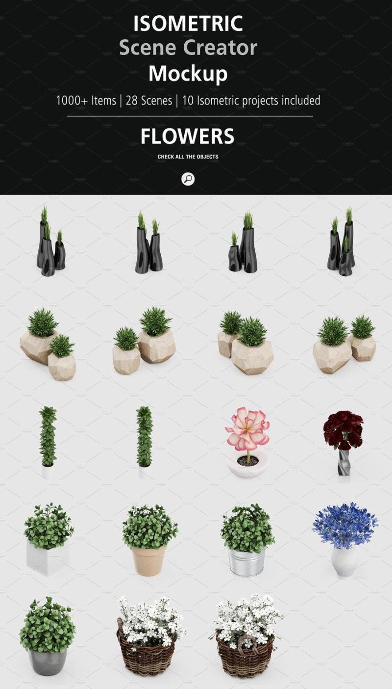 1000+等距场景造物主3D模型展示样机PSD源文件打包下载