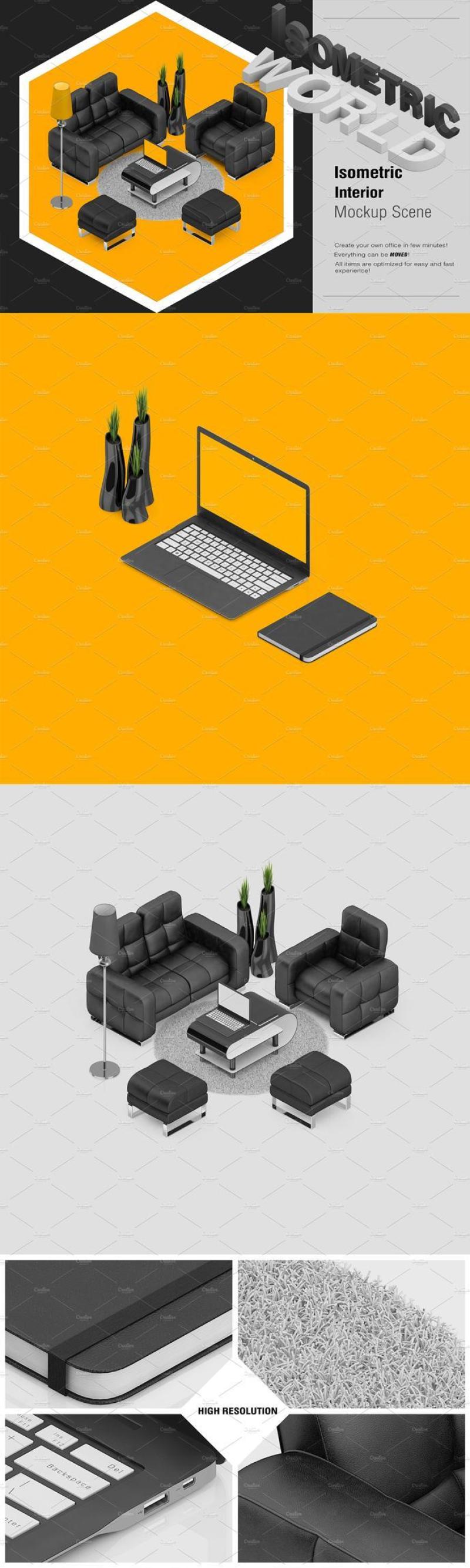 1000+等距场景造物主3D模型展示样机PSD源文件打包下载