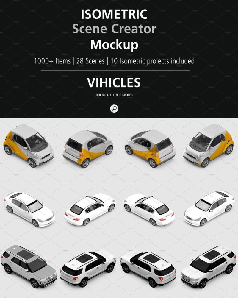 1000+等距场景造物主3D模型展示样机PSD源文件打包下载