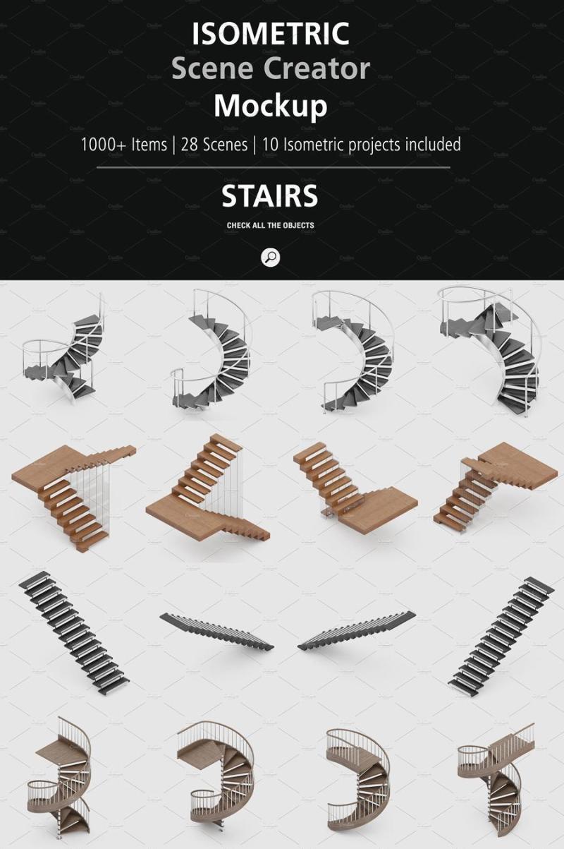 1000+等距场景造物主3D模型展示样机PSD源文件打包下载