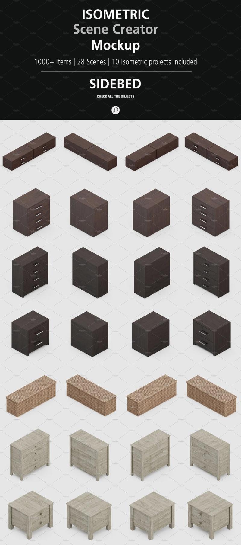 1000+等距场景造物主3D模型展示样机PSD源文件打包下载