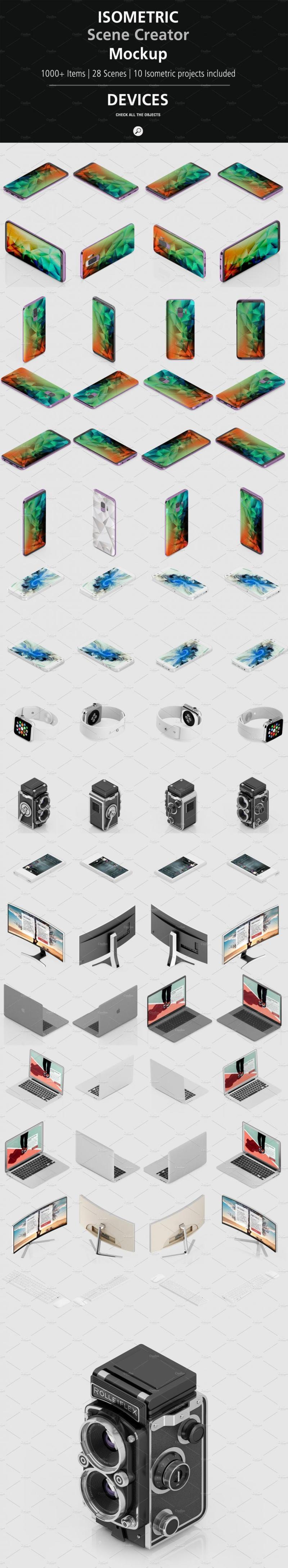 1000+等距场景造物主3D模型展示样机PSD源文件打包下载