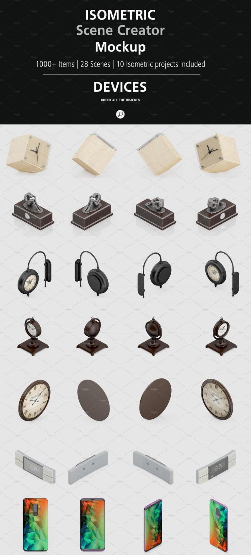 1000+等距场景造物主3D模型展示样机PSD源文件打包下载