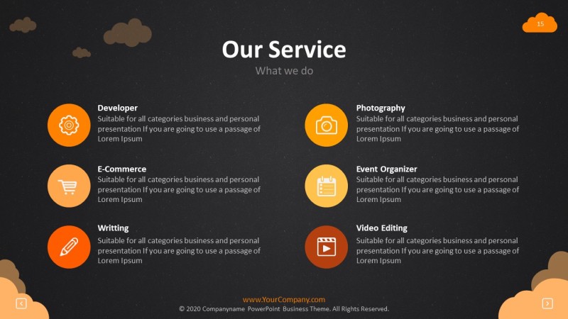 柠檬黄圆形PPT信息可视化图表15