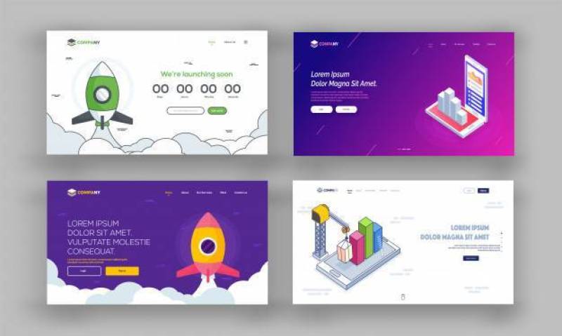 网站英雄图像或登陆页面集矢量素材下载