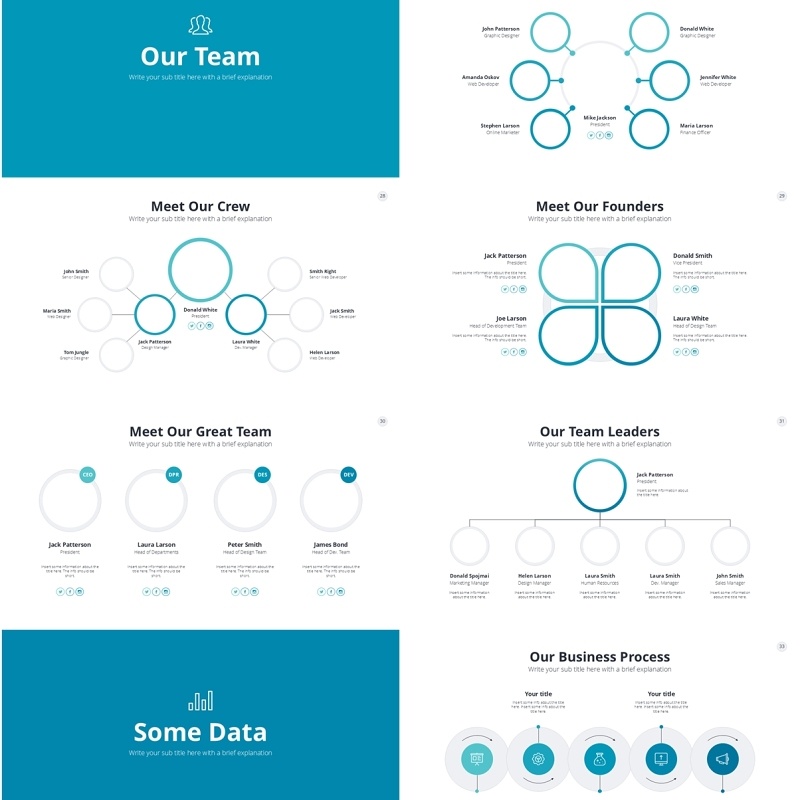 青色创业公司信息图PPT模板Turquoise Business Startup PowerPoint