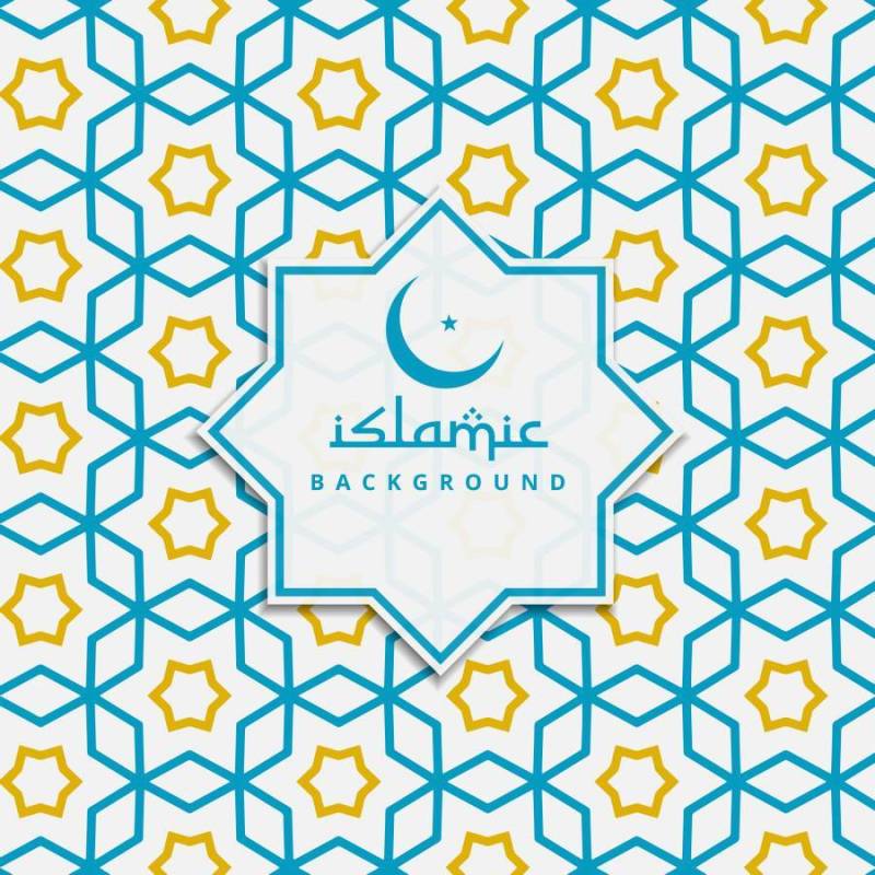 伊斯兰图案背景在蓝色和黄色的颜色