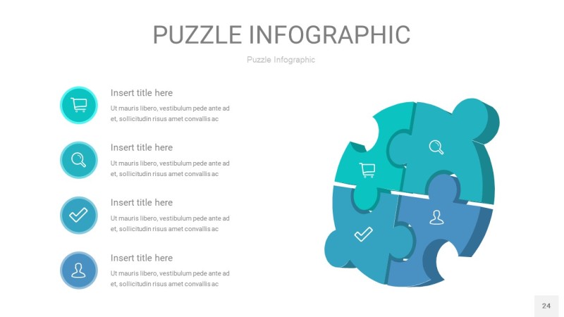 宝石绿拼图PPT图表24