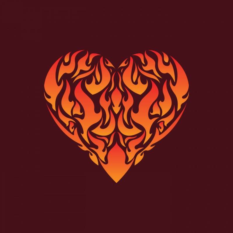 火焰状心内插画矢量