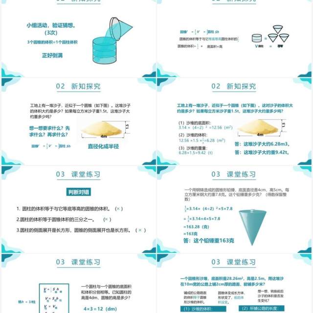 部编版六年级数学下册圆锥的体积课件PPT模板