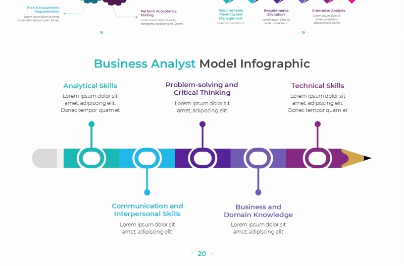 绿紫简约市场业务分析师模型信息图表ppt素材