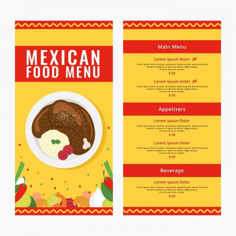 墨西哥食物菜单矢量图