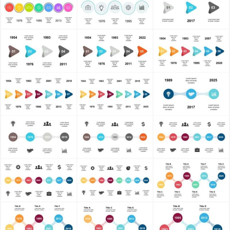 多样化时间线发展时间轴PPT素材模板Timelines