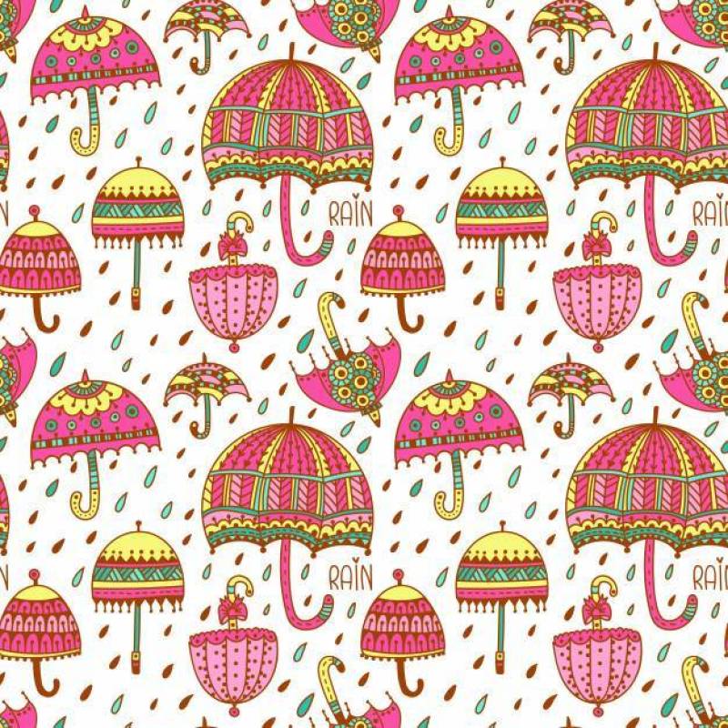 可爱的伞无缝矢量模式