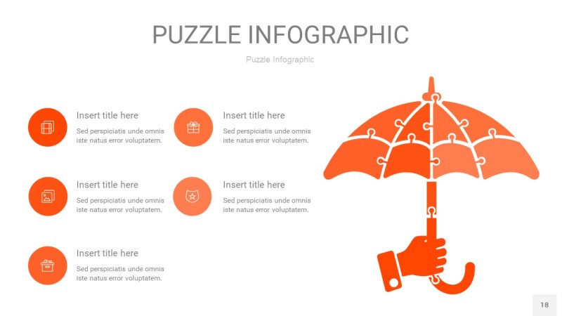 橘红色拼图PPT图表18