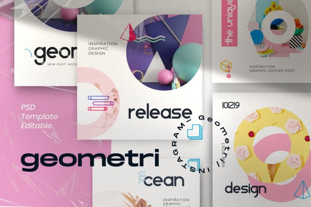 社交媒体工具包PSD界面设计素材平面广告Geometri - Pack 1 Social Media Kit Post+Stories 社交媒体工具包PSD界面设计素材平面广告Geometri - Pack 1 Social Media Kit Post+Stories