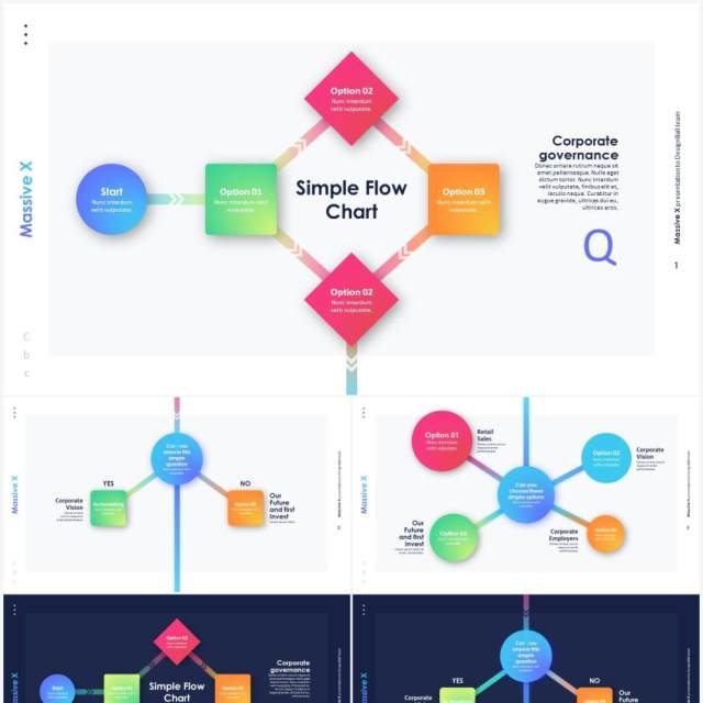 流程图结构图PPT信息图表素材Flow Charts