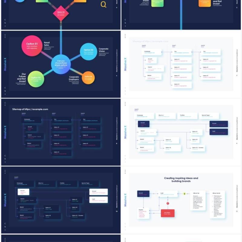 流程图结构图PPT信息图表素材Flow Charts