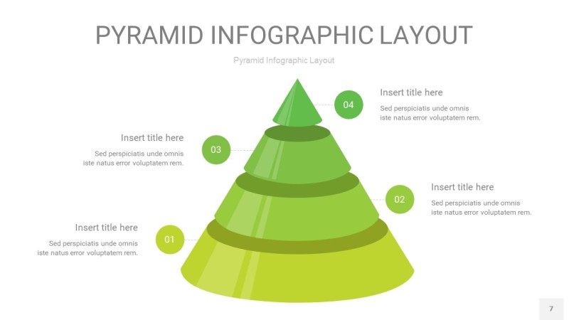 草绿色3D金字塔PPT信息图表7