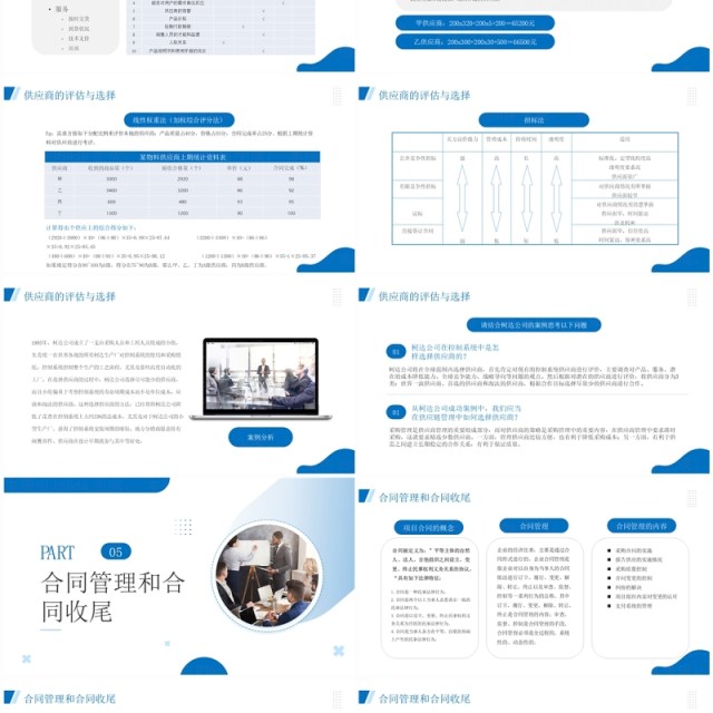 蓝色商务风项目采购管理PPT模板