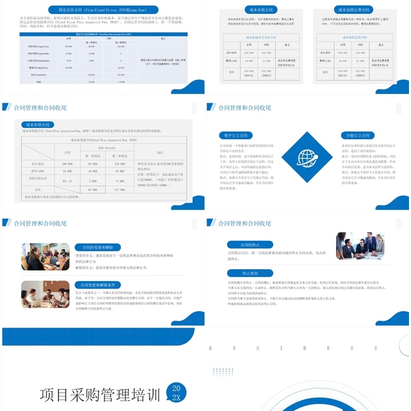 蓝色商务风项目采购管理PPT模板