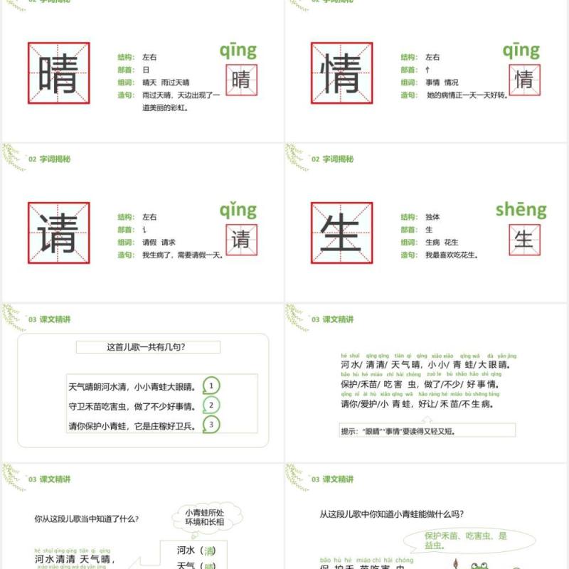 部编版一年级语文下册小青蛙课件PPT模板