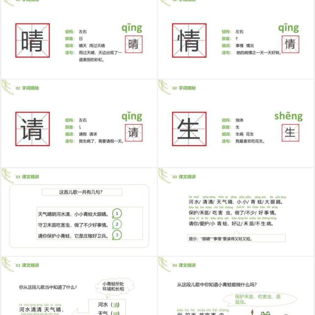 部编版一年级语文下册小青蛙课件PPT模板