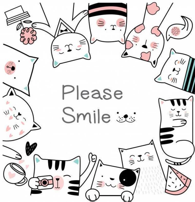 Cute cat cartoon hand drawn style