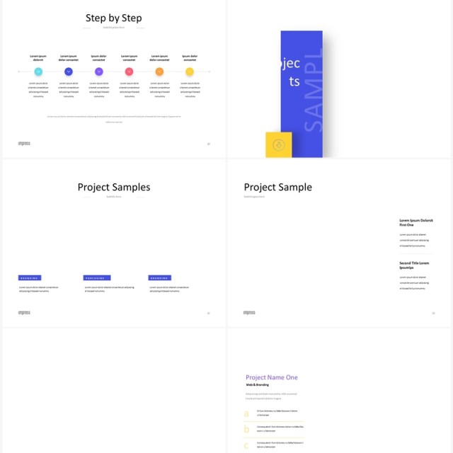 黄色简洁数据图表日历信息图形PPT素材可插图Impress Bright Anmt