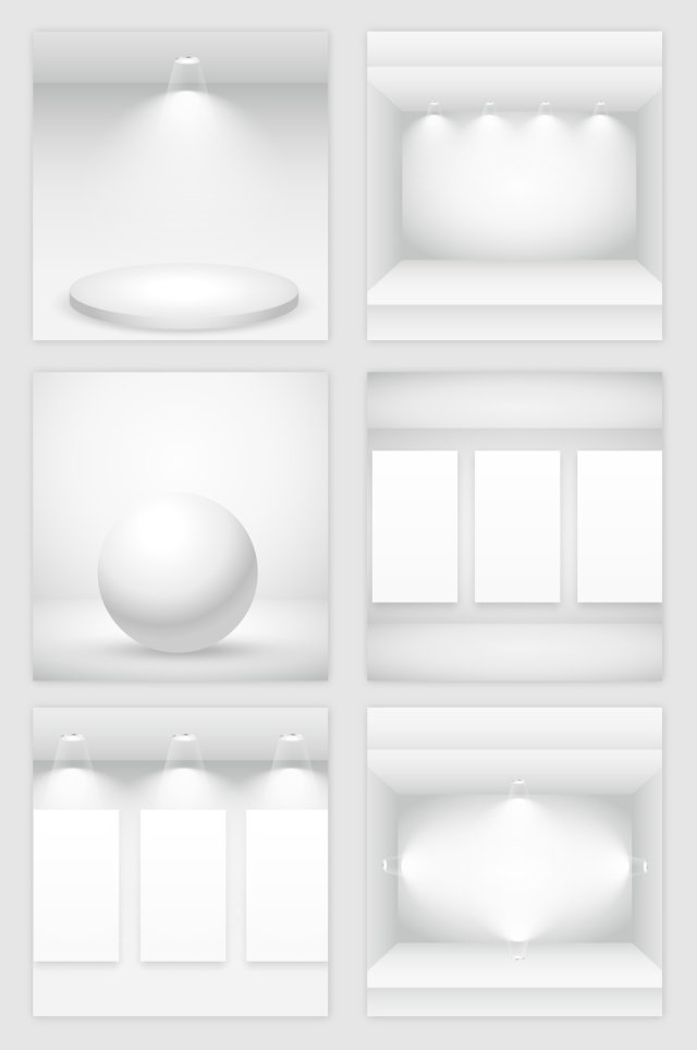 白色空房子的灯光模型矢量素材