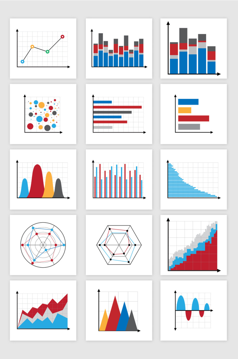 15款矢量PPT统计图表
