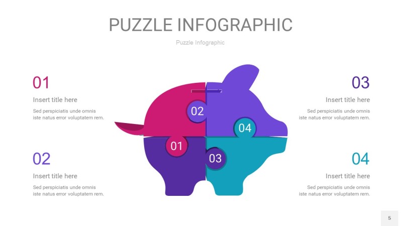 紫绿色拼图PPT图表5