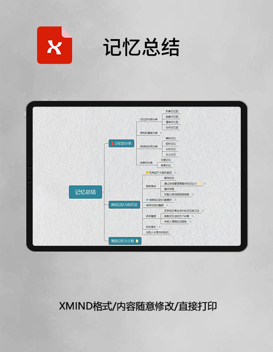 思维导图简洁记忆总结XMind模板